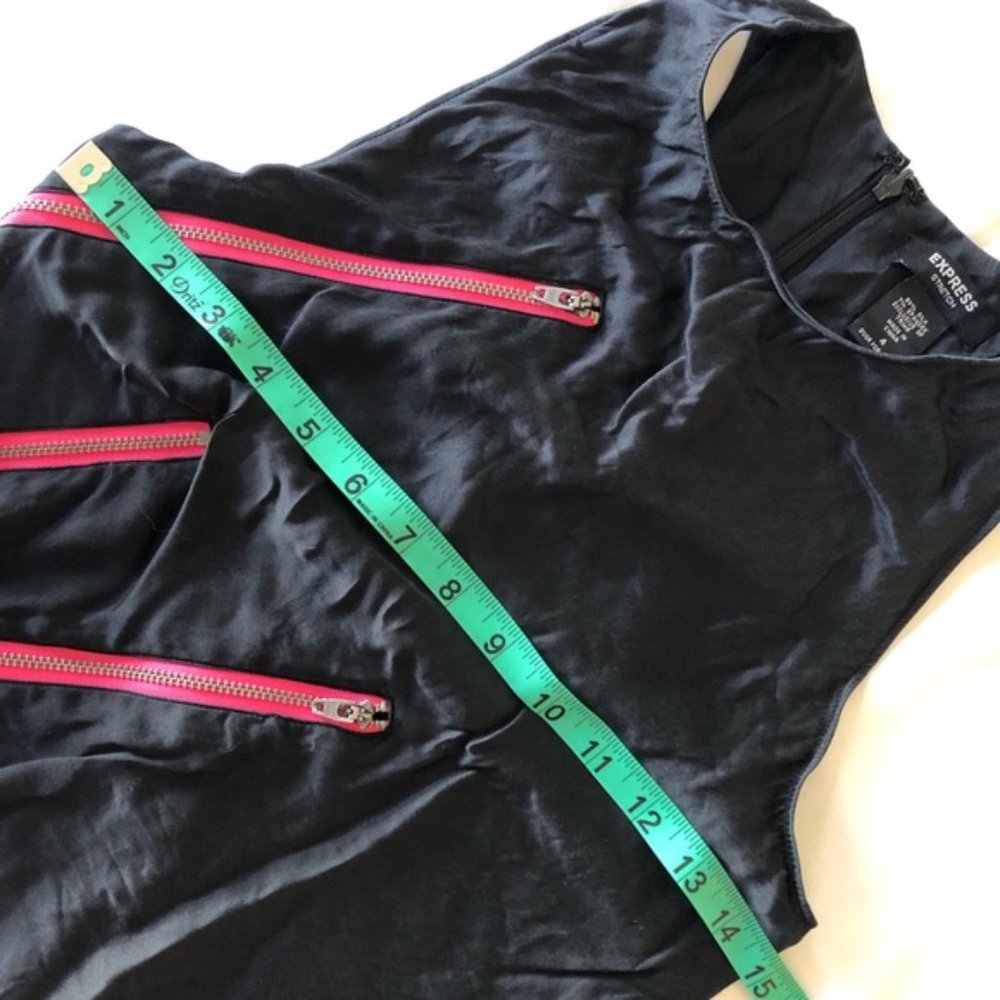 Black silk racerback tank with real pink zippers - Picture 6 of 8